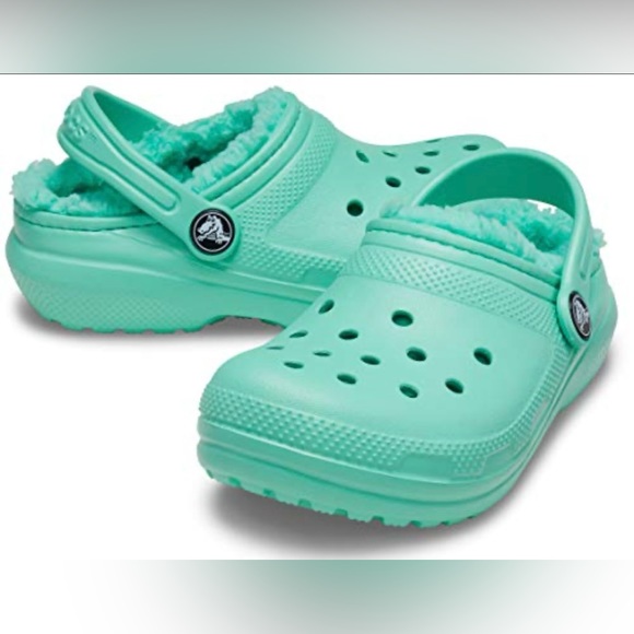 Kids Classic lined Crocs in mint green - Picture 1 of 7